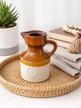 Vintage Style Brown and Cream vinegar cruet